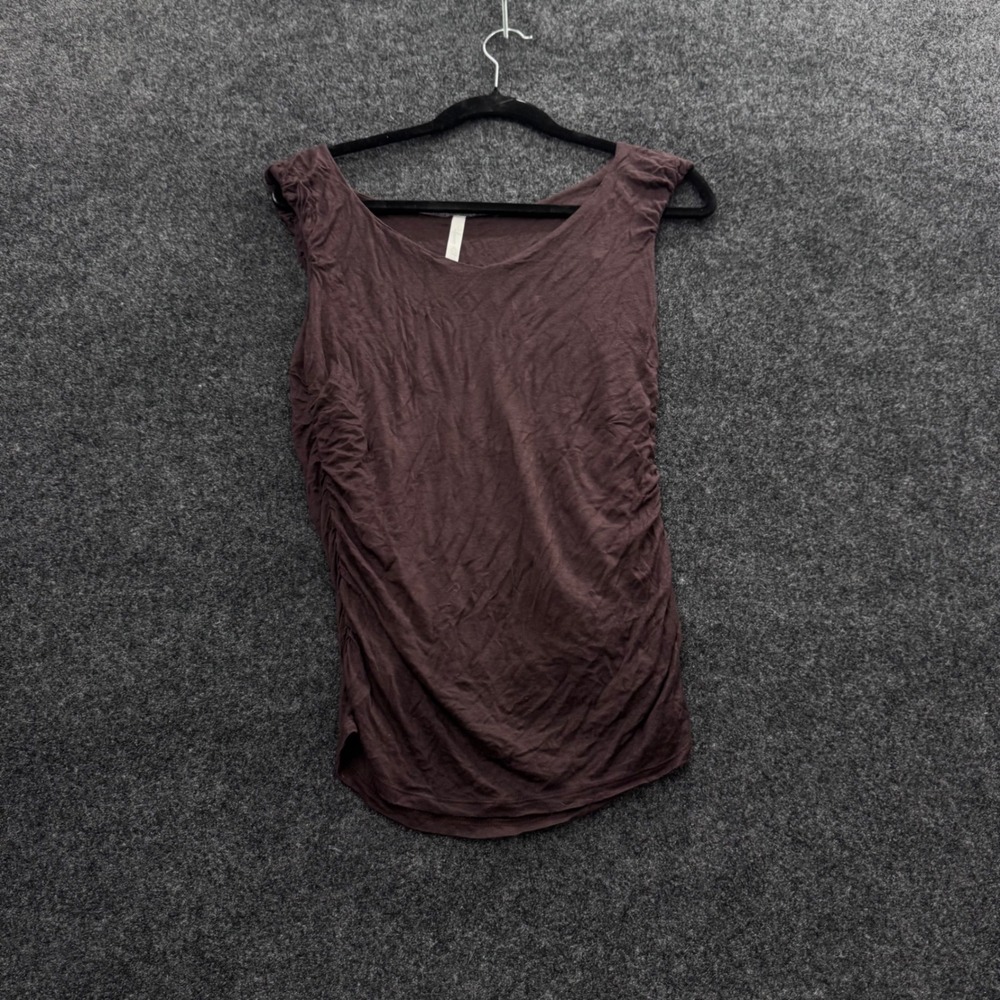 Young at Heart Brown Ruched Side Sleeveless Scoop Neck Top Tank